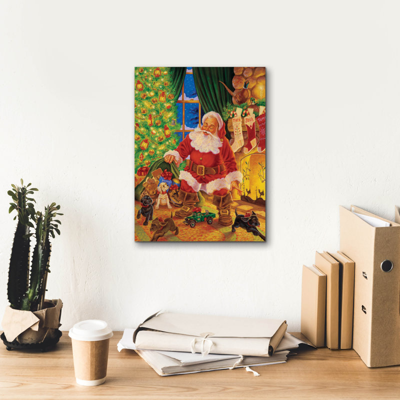 «Santa Pups» par Christopher Nick, art mural sur toile, H 16 po x l 12 po x P 0,75 po
