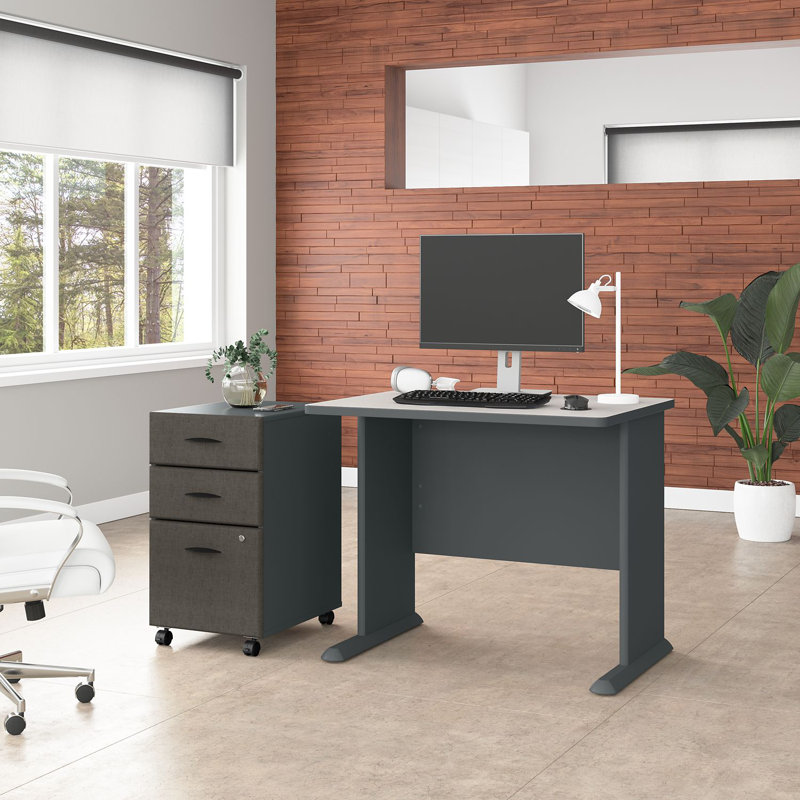Bureau Series, Blanc spectre / ardoise, H 30 po x l 36 po x P 27 po