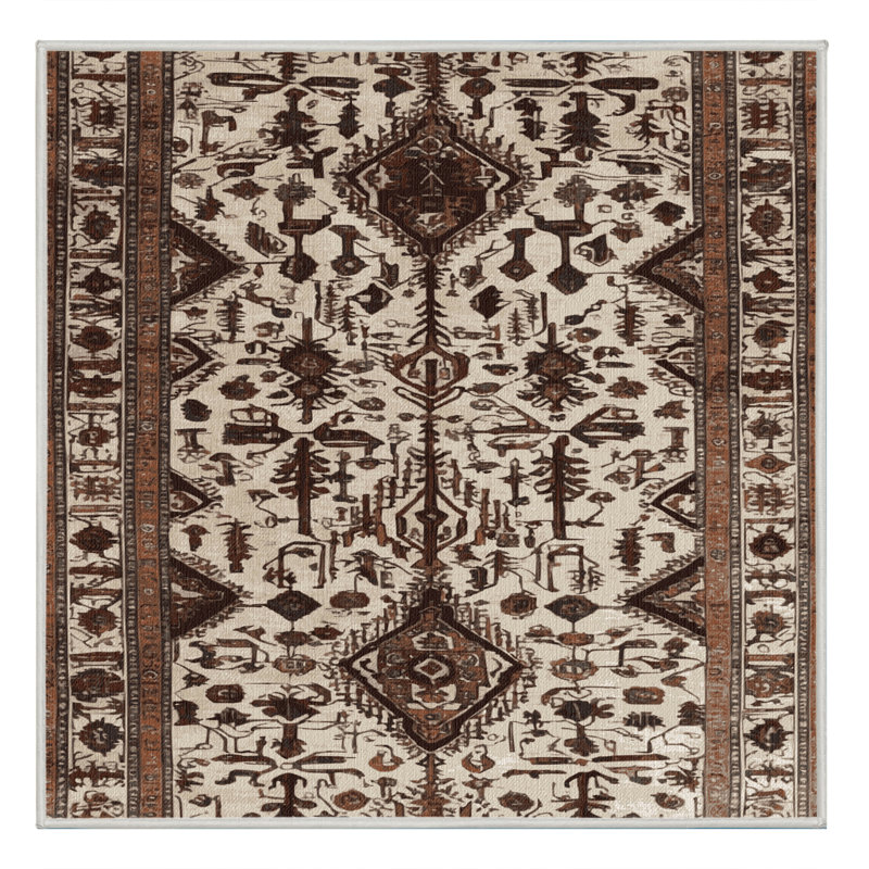 Machine Washable Persian Beige Area Rug, Square 6'
