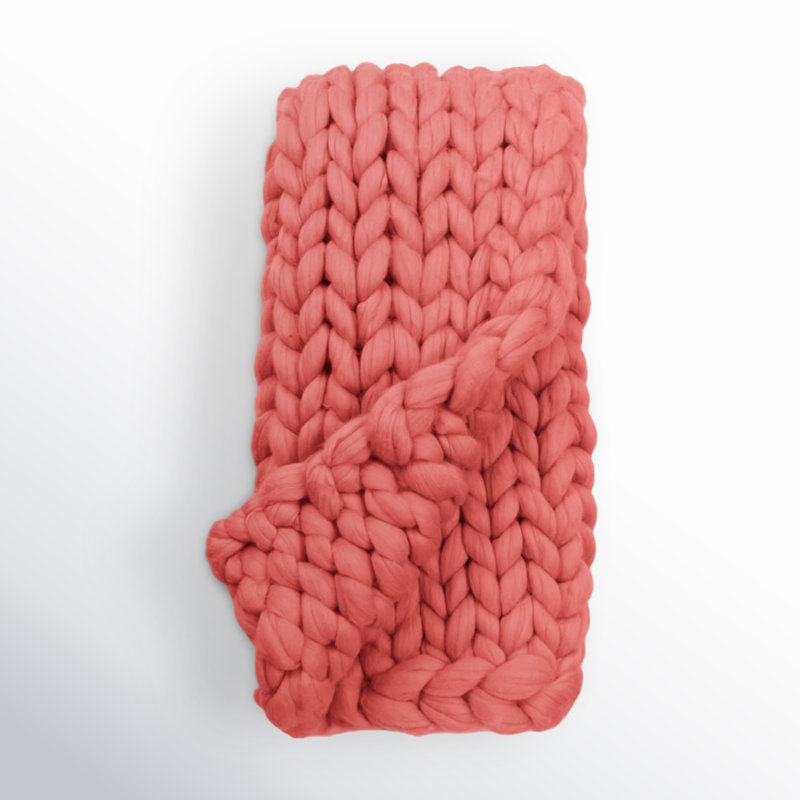 Aki Chunky Knit Throw Blanket, Coral