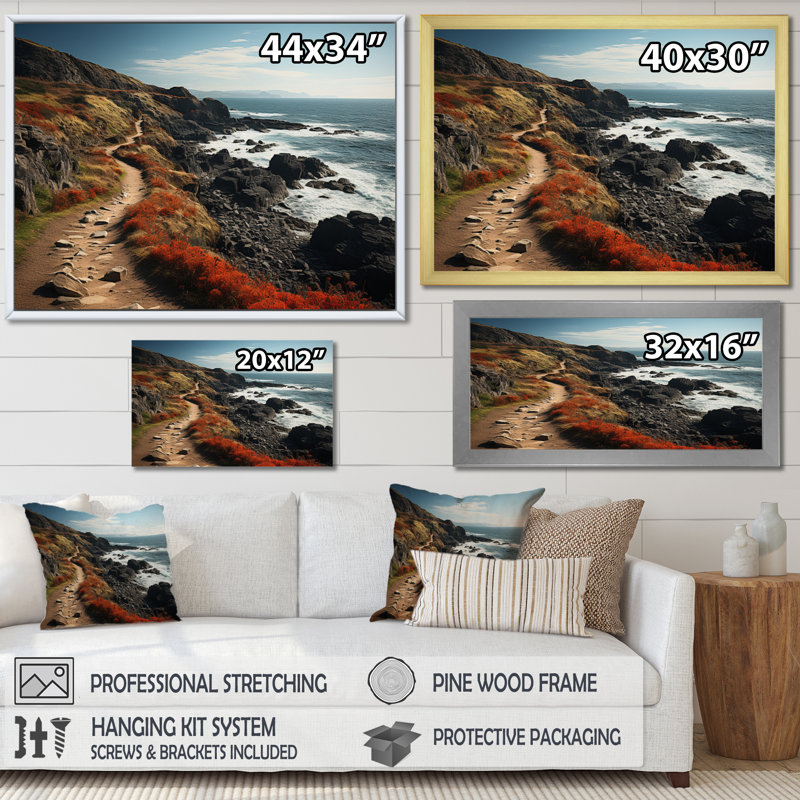 «Bablu Coastal Path I», reproduction sur toile, H 12 po x l 20 po x P 1 po, Cadre simple noir