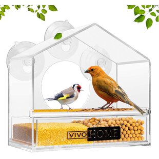 HOME-X Oriole Mangeoire à oiseaux 2 en 1, mangeoires à fruits d'extérieur  en métal pour oiseaux, mangeoire suspendue pour fenêtre, porche ou arbre