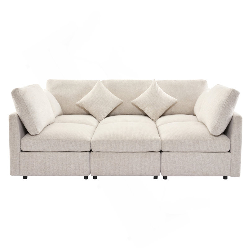 86.6" Sectional Sofa Modular Sofa U-Shaped Sofa Couch Sofa Bed L-Shaped Sofa With A Movable Ottoman And Two USB Ports For Living Room
