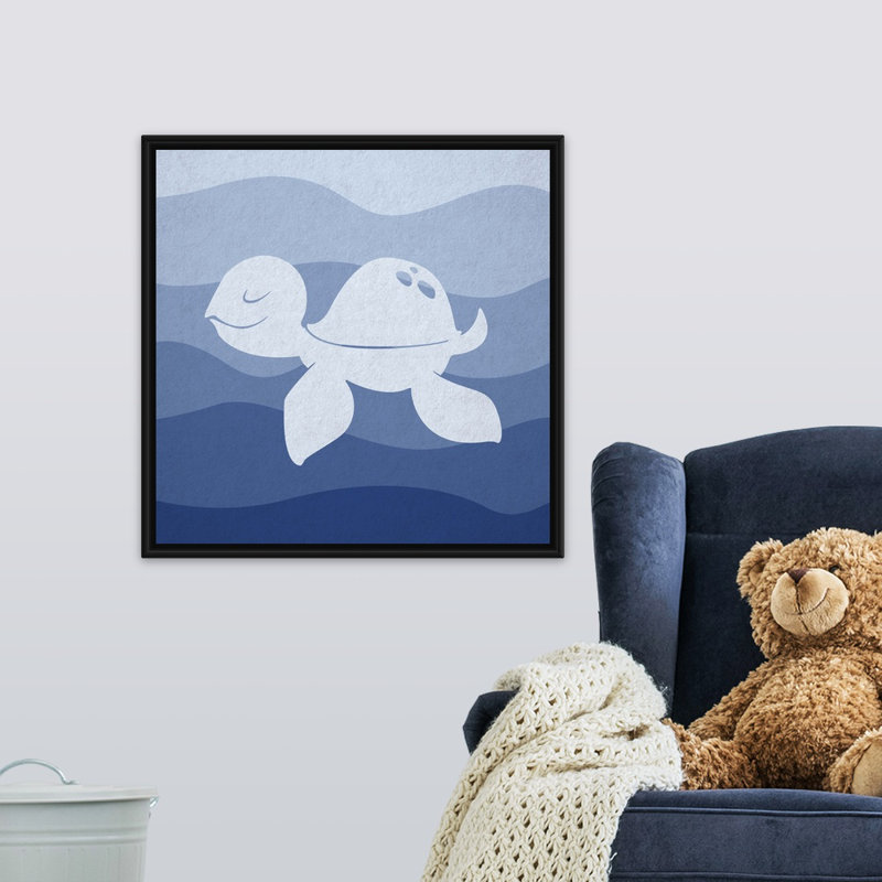 « sea tortue », impression Underwater Nursery, H 24 po x l 24 po x P 1,75 po, Cadre pour toile flottant noir