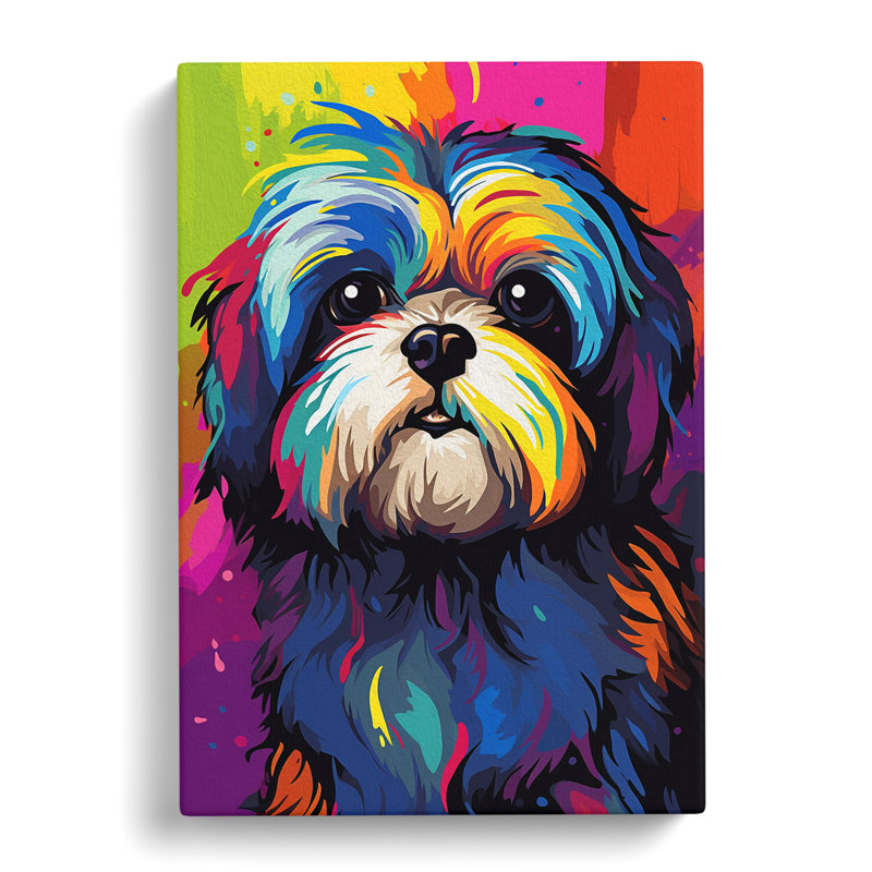 Shih Tzu Pop Art - Wrapped Canvas, 50cm H x 35cm W x 3cm D
