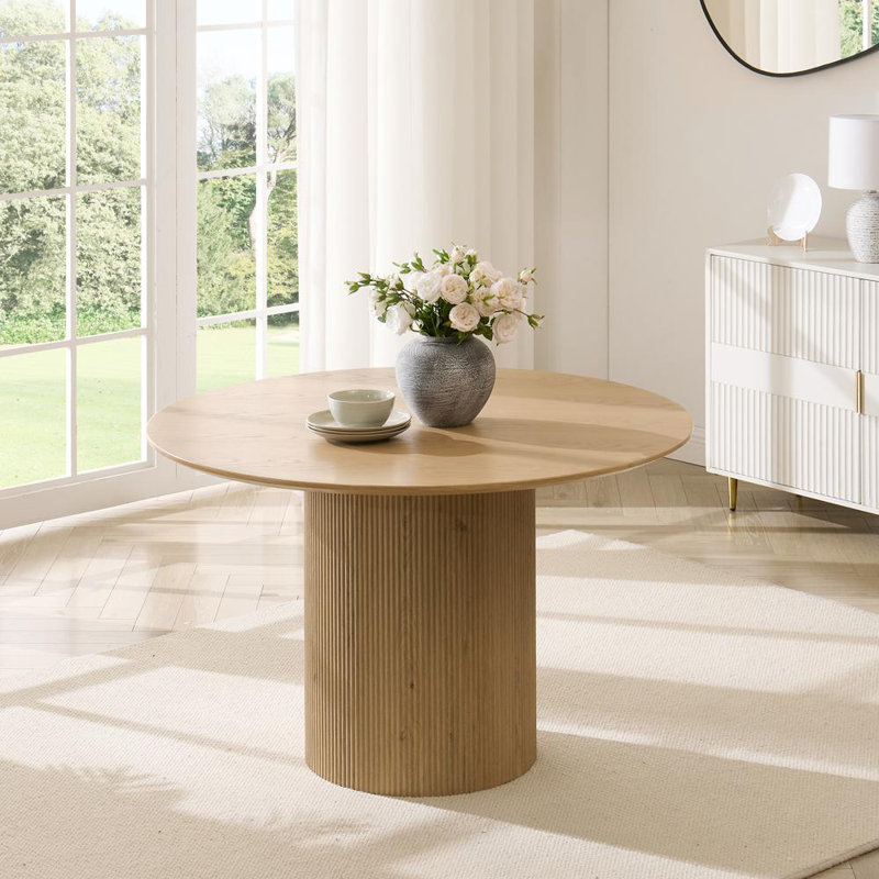 Taino Pine Round Dining Table, Natural Wood