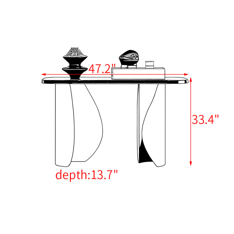 Italian style sintered stone console table, 33.4" H x 47.2" W x 13.7" D