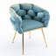 Chaise simple de luxe moderne pour chambre à coucher comme tabouret de commode ou dossier de table de manucure, bleu, deux pièces, velours doux et intérieur en coton confortable, pied de lit anti-rayures doré-121094171