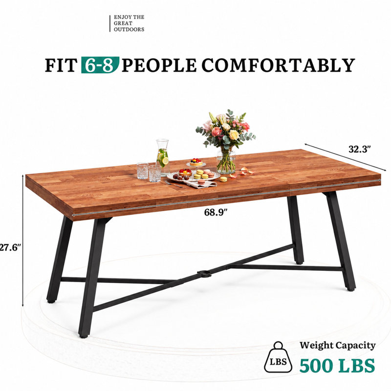  68.9" Acacia Wood Dining Table
