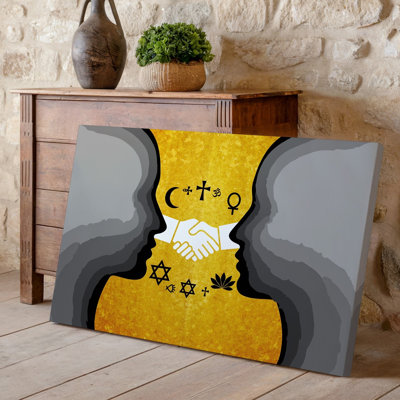 Canvas A Visually Striking Illustration Depicting Two Silhouette Profiles Facing Each Wall Art Other Each Filled With A Gradient Of Canvas Wall Art