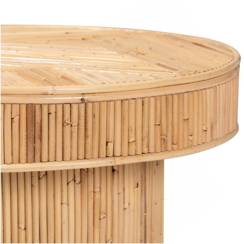 Modern Bohemian Natural Rattan End Table