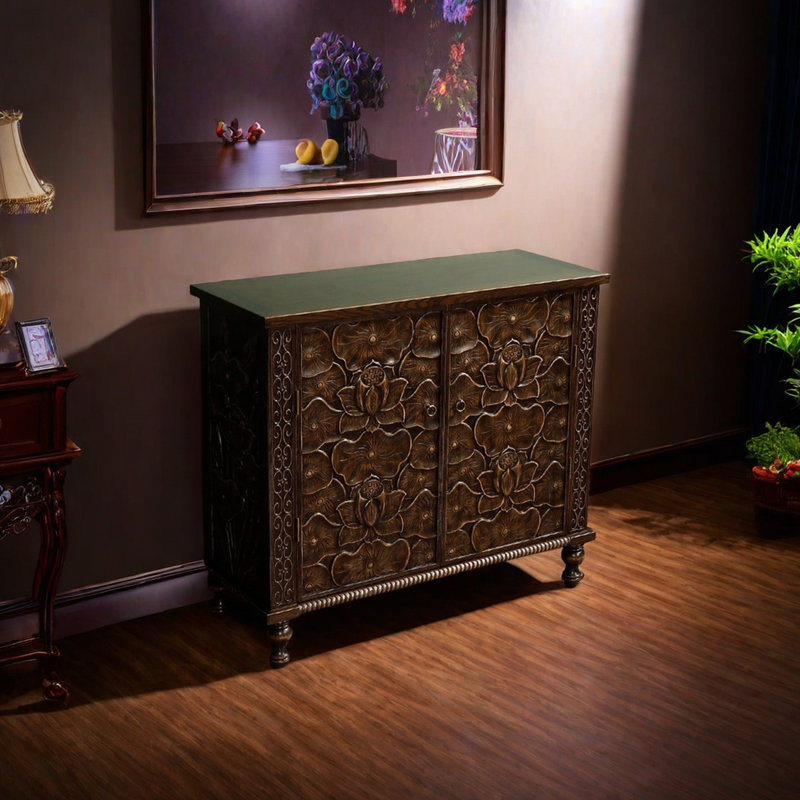 Armoire d'appoint élégante en bois massif., Marron foncé