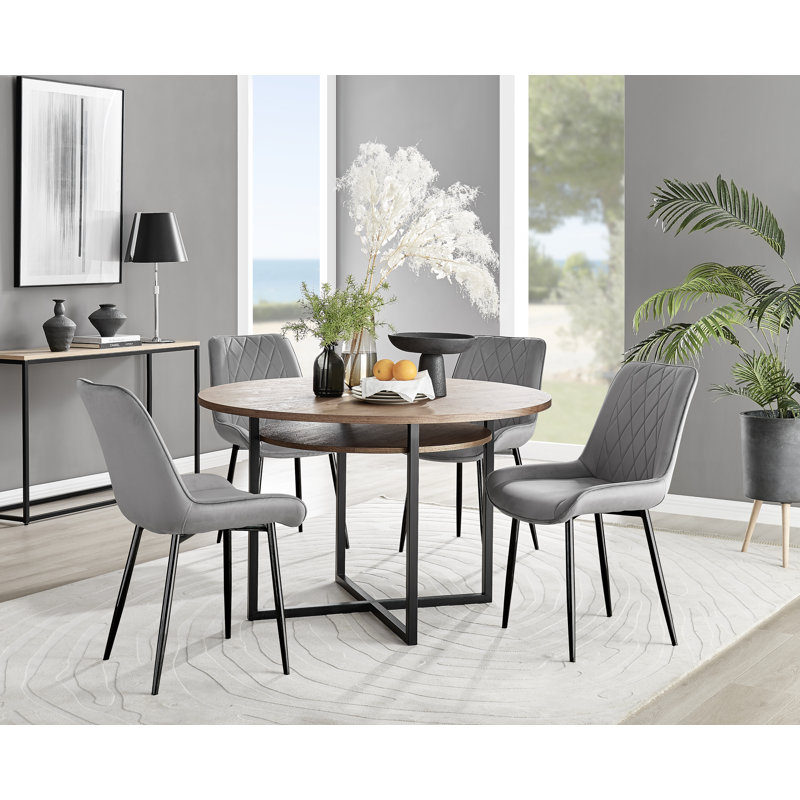 Adler 4 - Person Dining Set, Grey/Black