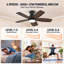 Ventilateur de plafond standard à DEL 5 pales de 42 po avec télécommande et ensemble d'éclairage pour salon-137790779