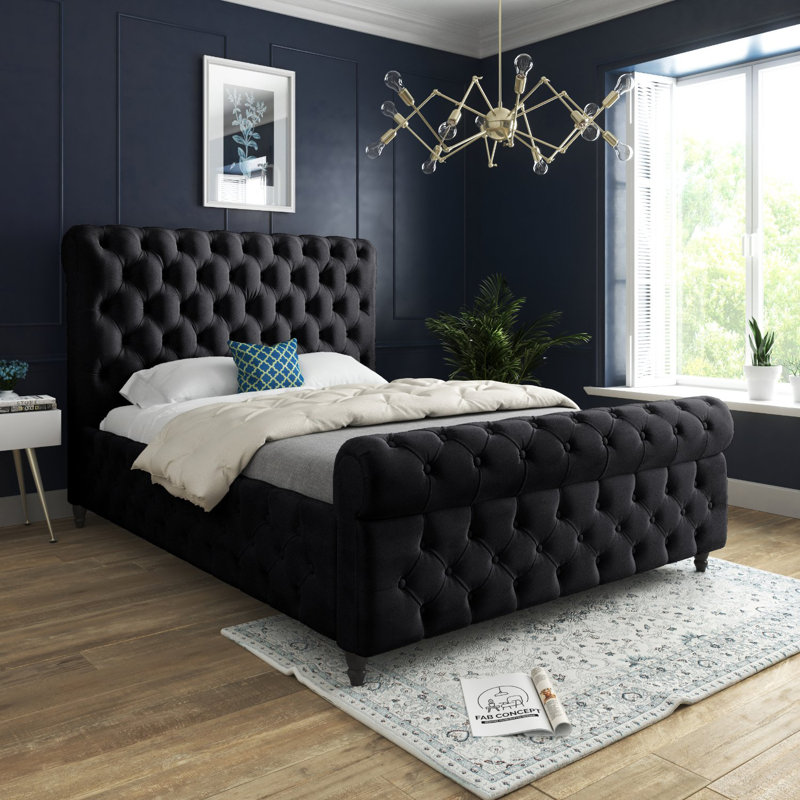Aleesha Upholstered Bed, Double (4'6), Black