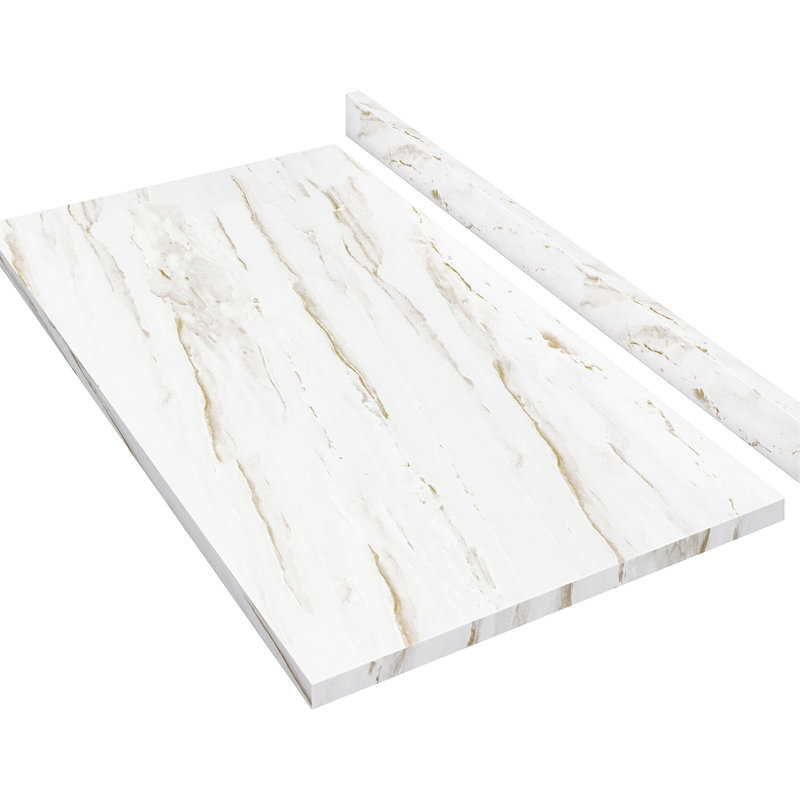 Comptoir en bois pour bureau - l 48 po x l 26,01 po x H 0,74 po, stratifié, H 3,15 po x L 48 po x l 25,56 po, Blanc / Brun