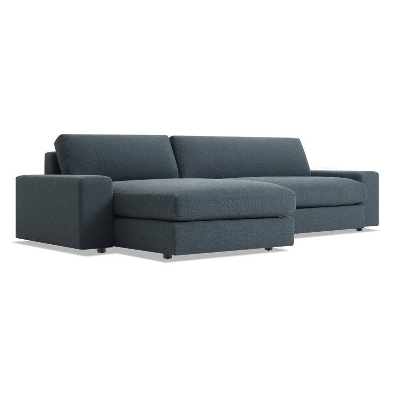 Esker Chaise Sectional, Kelso Blue Polyester, Left Hand Facing