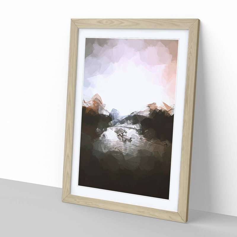 Kayaking Through the Mountains in Abstract - Framed Print, Oak, 50cm H x 35cm W x 2cm D