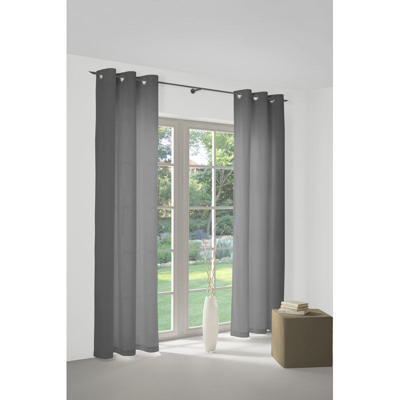 Polyester Blackout Grommet / Eyelet Curtain Panel, 142cm Width x 395cm Drop, Grey/Brown/Blue