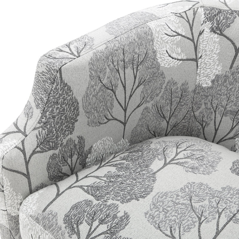 Fauteuil pivotant à motif floral gris