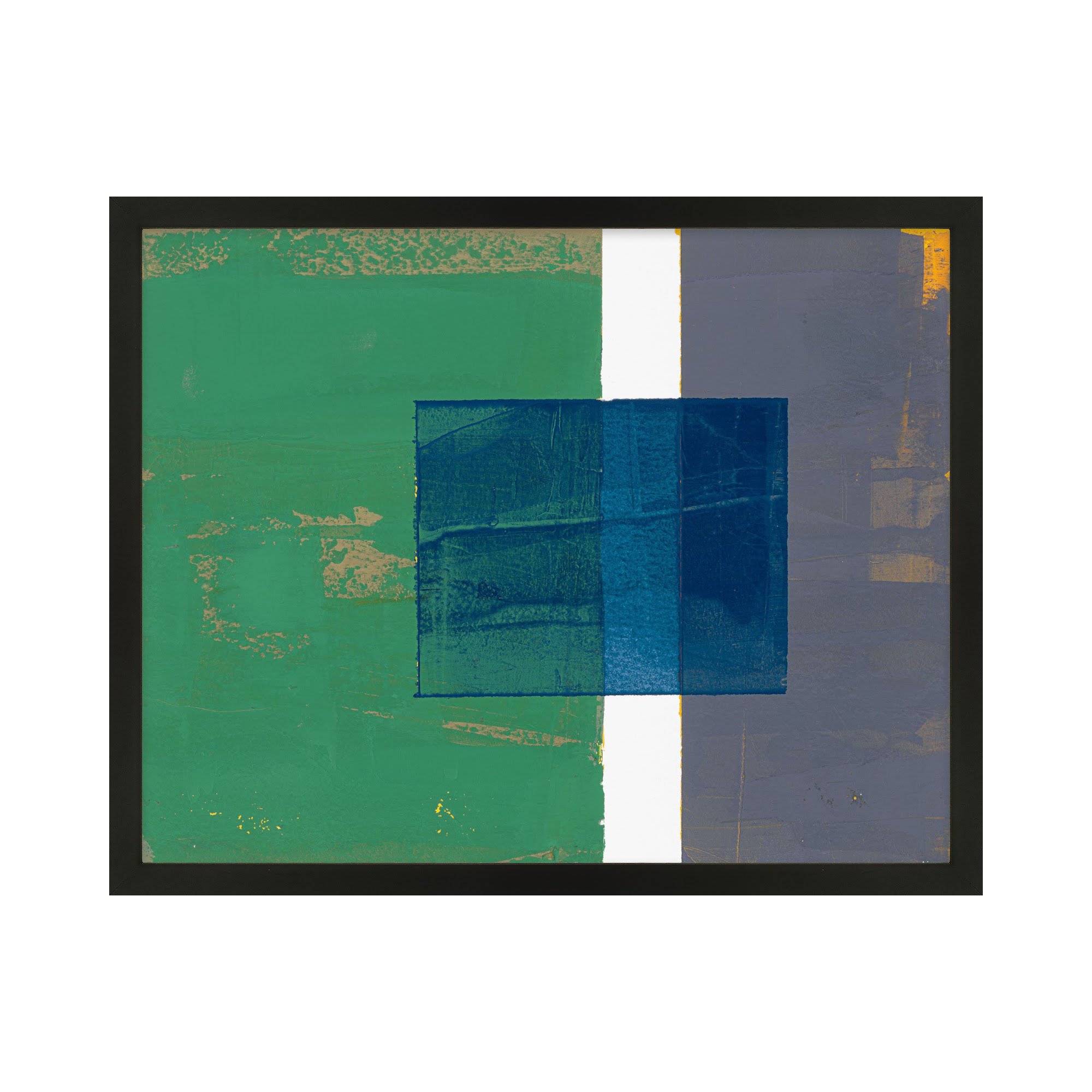 Bold In Blue 1 by Andrea Stokes, 20" H x 25" W x 1.38" D, Black Framed