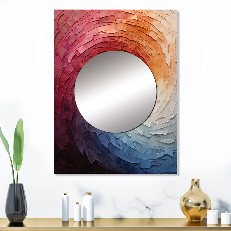 Colorful Rainbow Wave I - miroir mural unique en arc-en-ciel, miroir traditionnel, impression sur métal, 32 po x 24 po