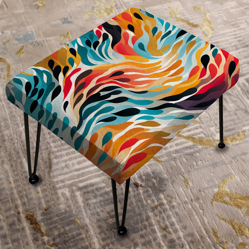 Rainbow Cheetah Waves - Abstract Rectangle Ottoman
