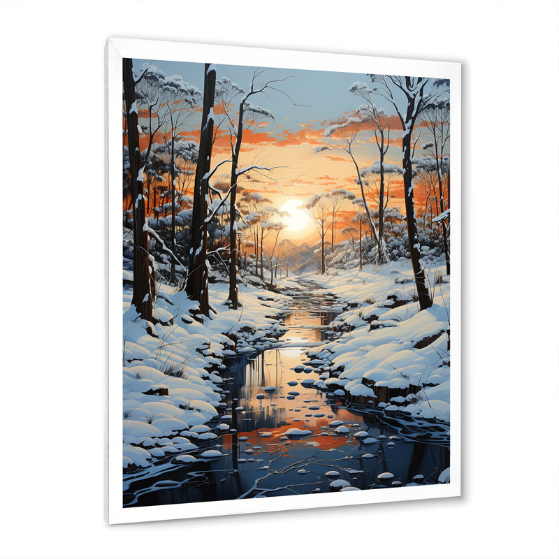 Neige, lever de soleil, étreinte pastorale - impression, H 40 po x l 30 po x P 1,5 po, Cadre photo blanc