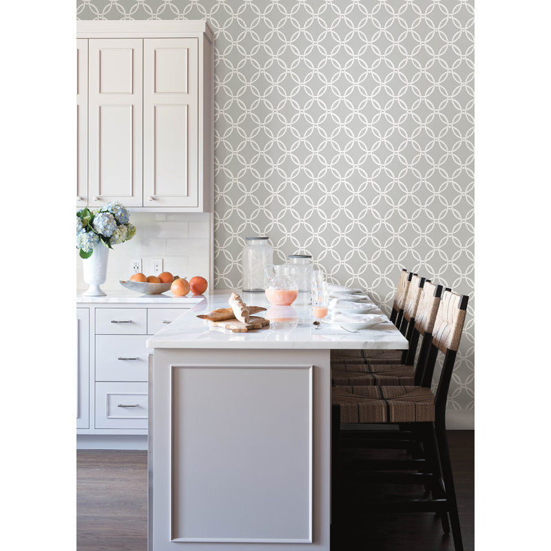 Rouleau de papier peint L 33 pi x l 20,5 po Tetbury Ring Ogee, Gris