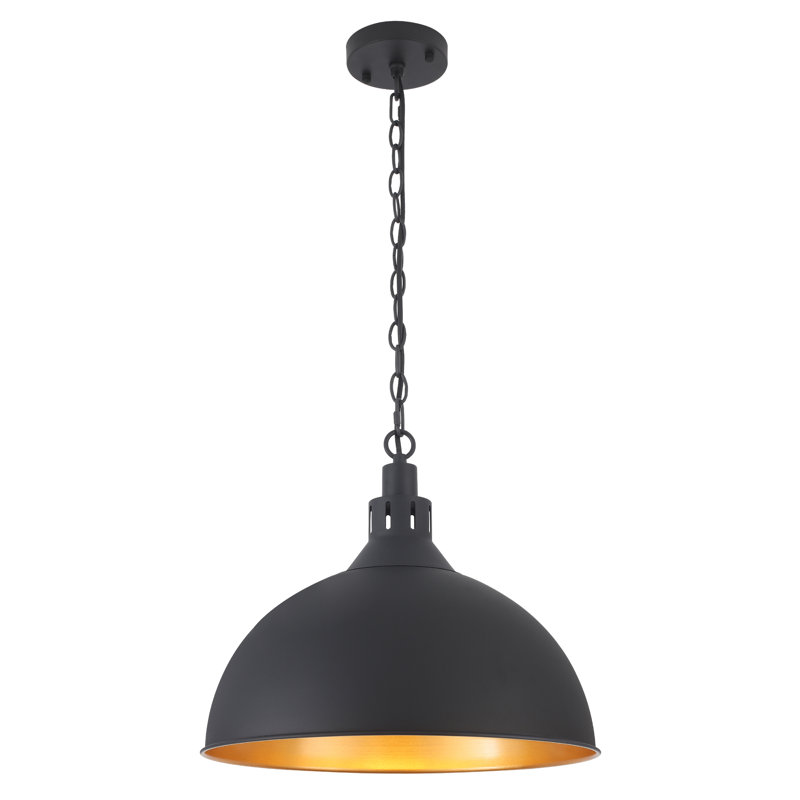 Luminaire suspendu industriel en forme de dôme à 1 lumière pour îlot de cuisine Abrahamson - H 17,72 po x l 19,69 po