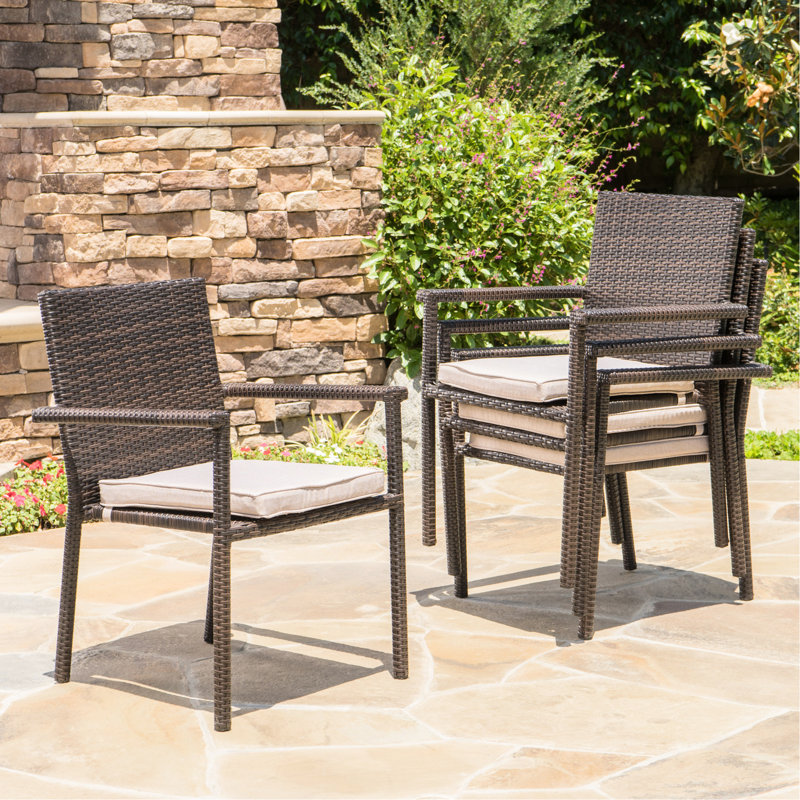 Weather Multi Brown Dining Chair With Cushion, Stackable, 34.46" H, No Assembly Needed Stackable 25.04" W,