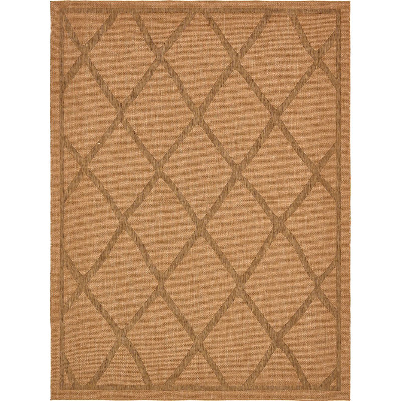 Outdoor Veranda Area Rug Caramel Color, Rectangle 8' x 11'4"
