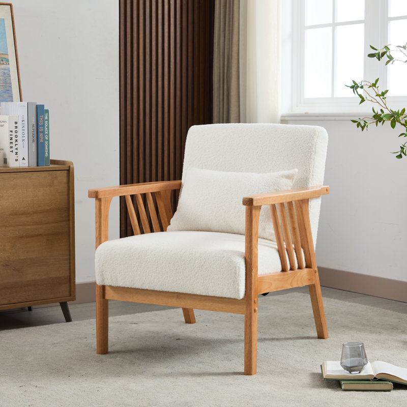 Kialie Upholstered Armchair, White Teddy
