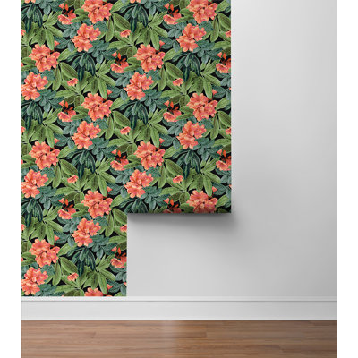 Bahama Darwin Floral 18' L x 20.5" W Peel & Stick Wallpaper Roll