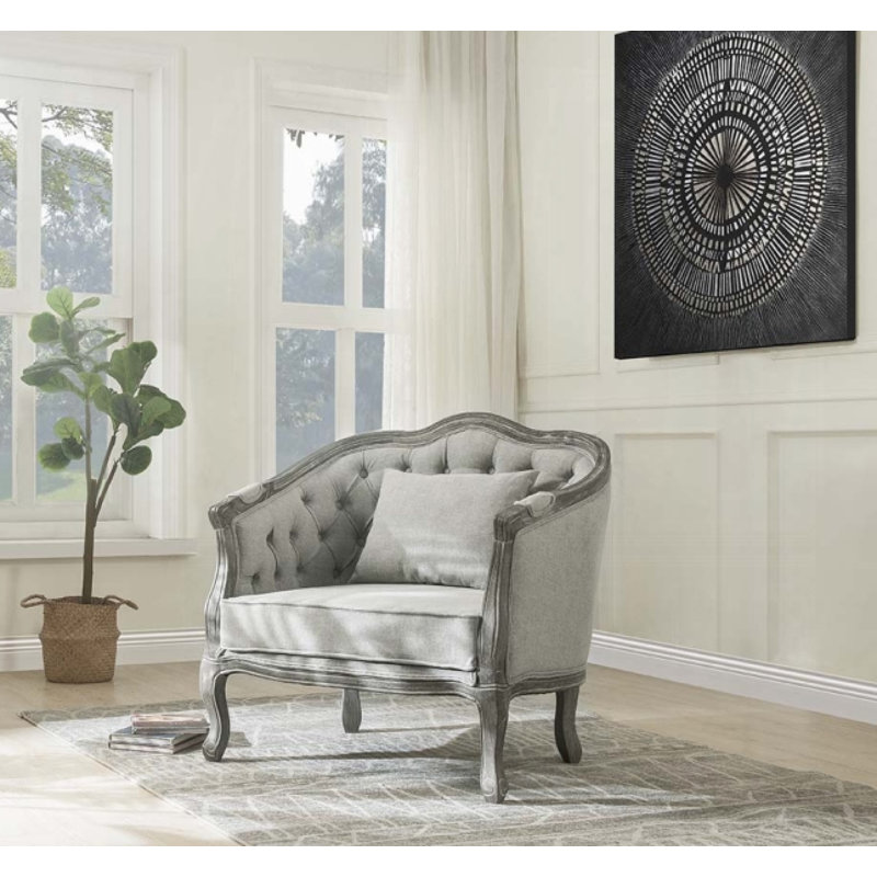 Fauteuil demi-tonneau avec coussin, fauteuil d'appoint Agatho, Gris