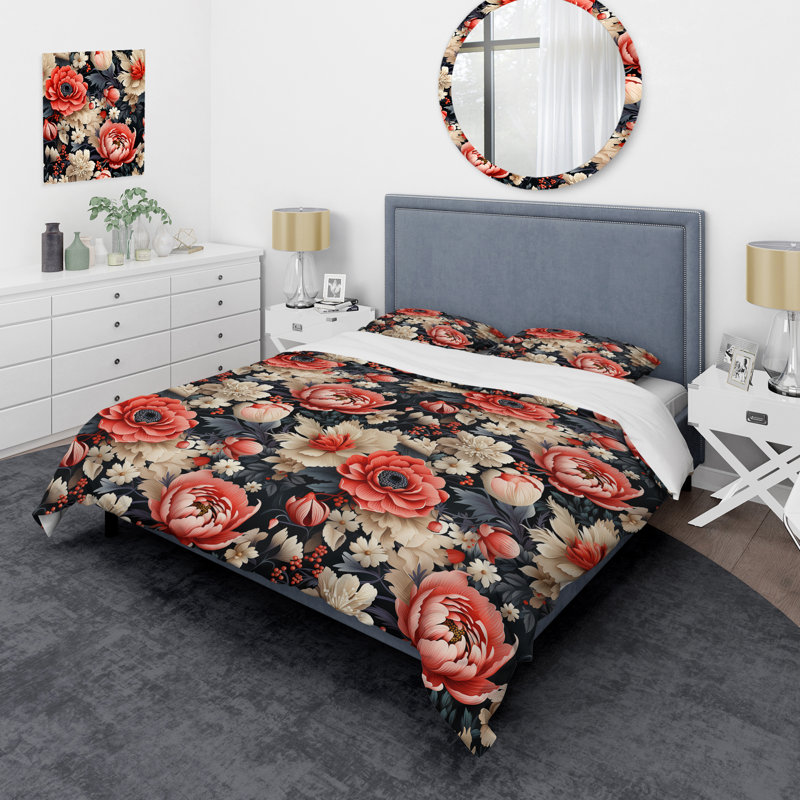 Ensemble de housse de couette à motif floral français à motif floral français II