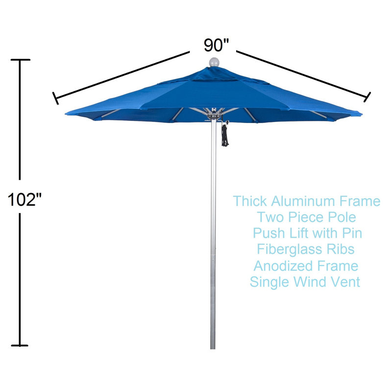 Parasol de marché octogonal 7 pi Anadarko, Bleu pacifique