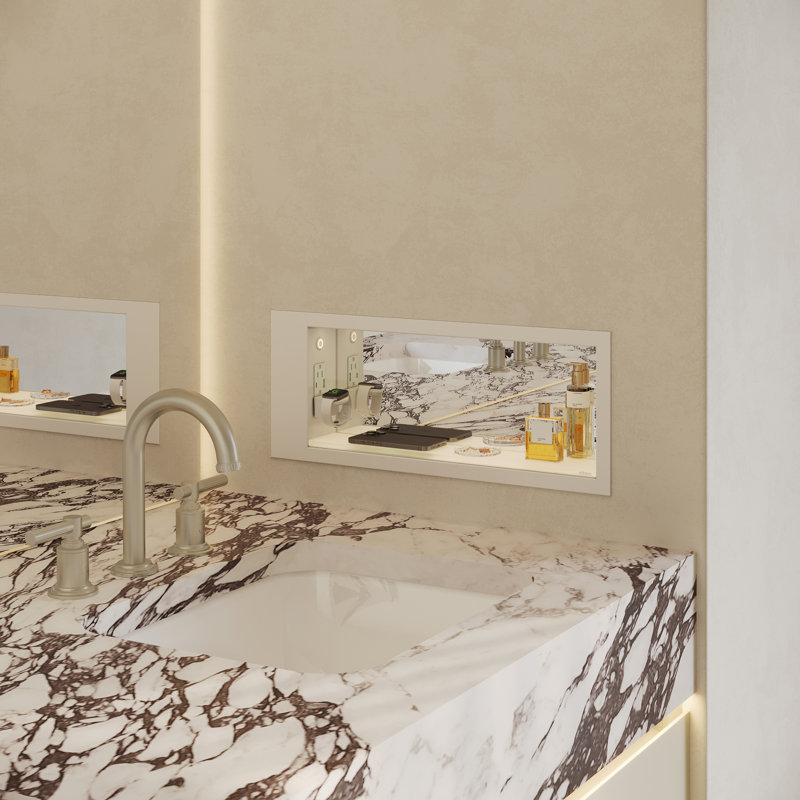 COV Illuminated Niche, White, Interior Light and Outlet with USBs