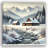 Highland Haven: Rustic Log Cabins by a Winter Stream Canvas Print-889213965