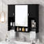 Armoire de rangement murale moderne 35 po x 28 po, armoire de salle de bain murale avec miroir, armoire à pharmacie avec barre à serviettes-1385052797