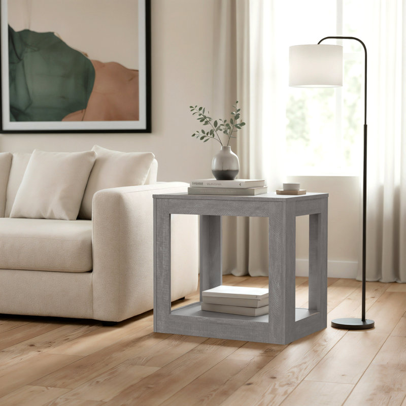Allysyn 23.6" Contemporary Square End Table, Gray