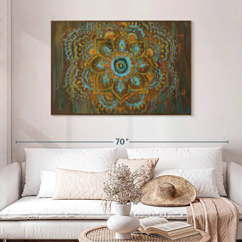 Bombay bohémien, 46 po x 31 po, Cadre flottant noyer