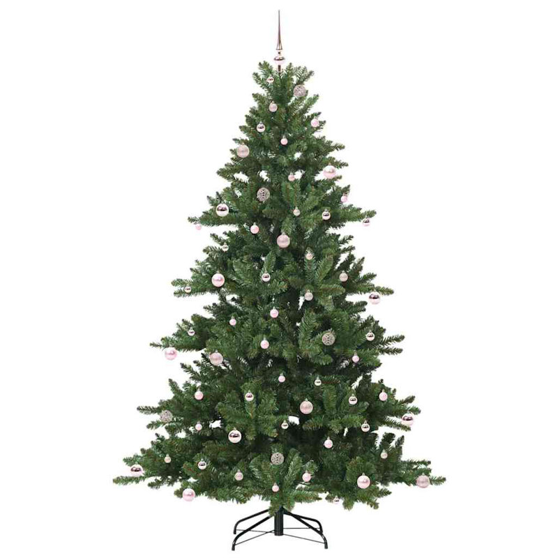 Artificial Hinged Christmas Tree with 300 LEDs, 7.87' H, Green/Pink