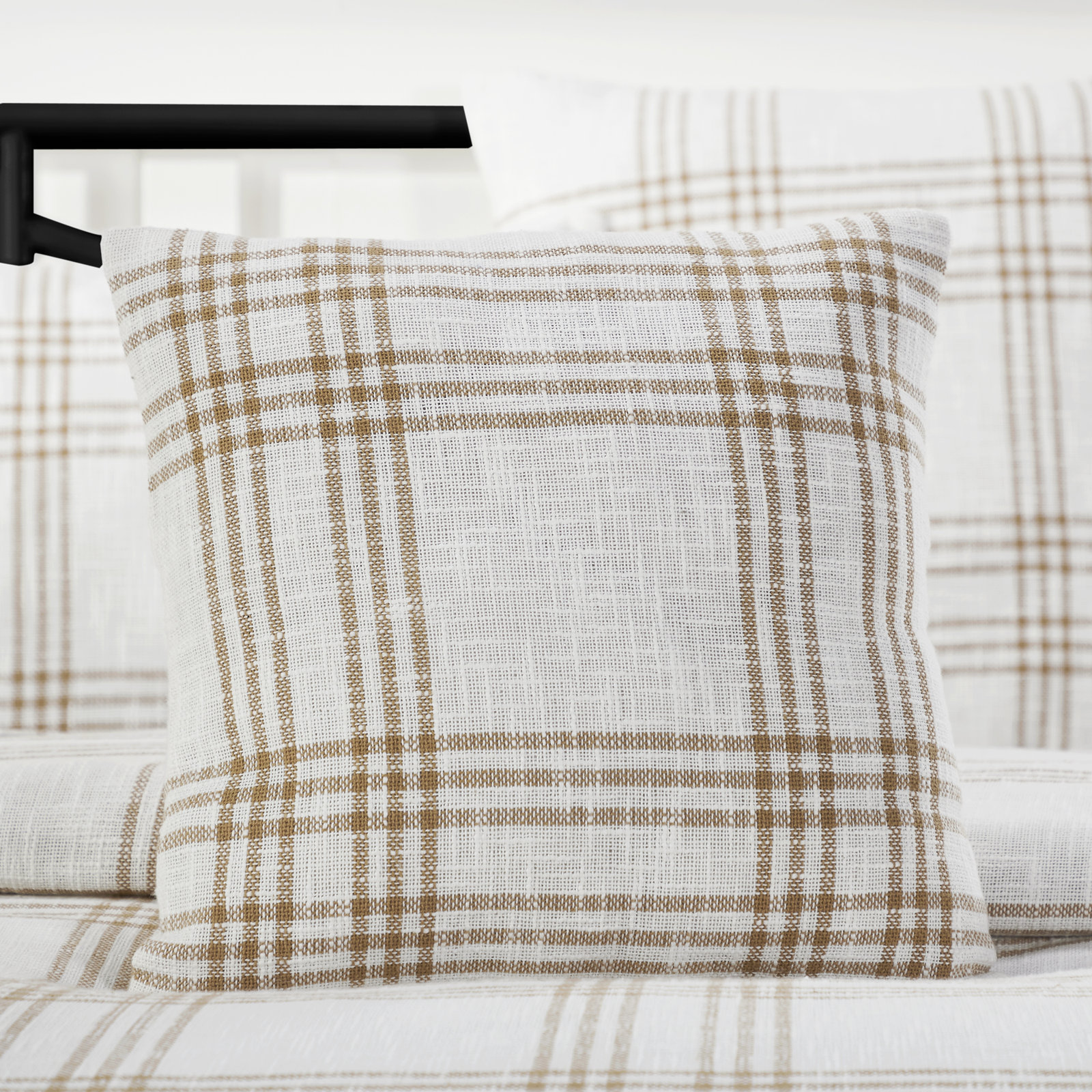 Attica 18" x 18" Cotton Throw Pillow, Golden Tan/Soft White