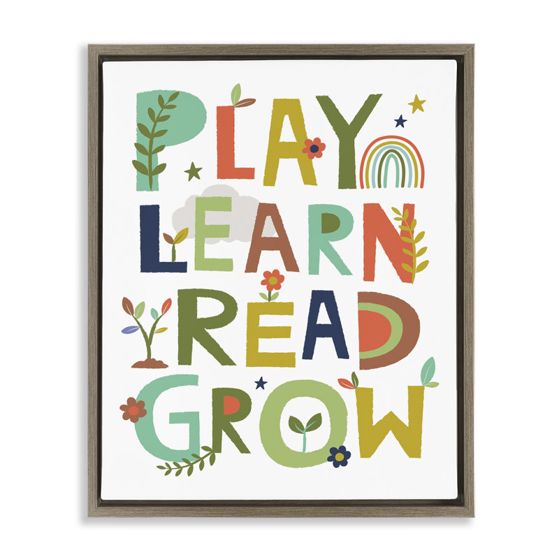 Reproduction d'art mural sur toile flottante "Play Apprendre, lire, grandir" par Lisa Perry White, H 21 po x l 17 po