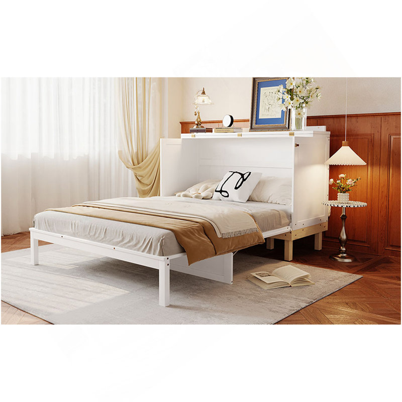 Queen Size Murphy Bed, White, White