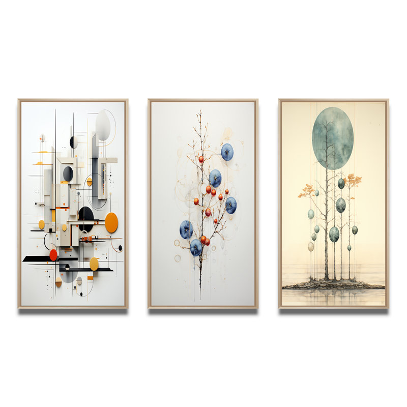 «Urban Sunset Abstract Vintage Cityscape», 3 pièces sur toile, Cadre naturel flottant, H 40 po x l 60 po