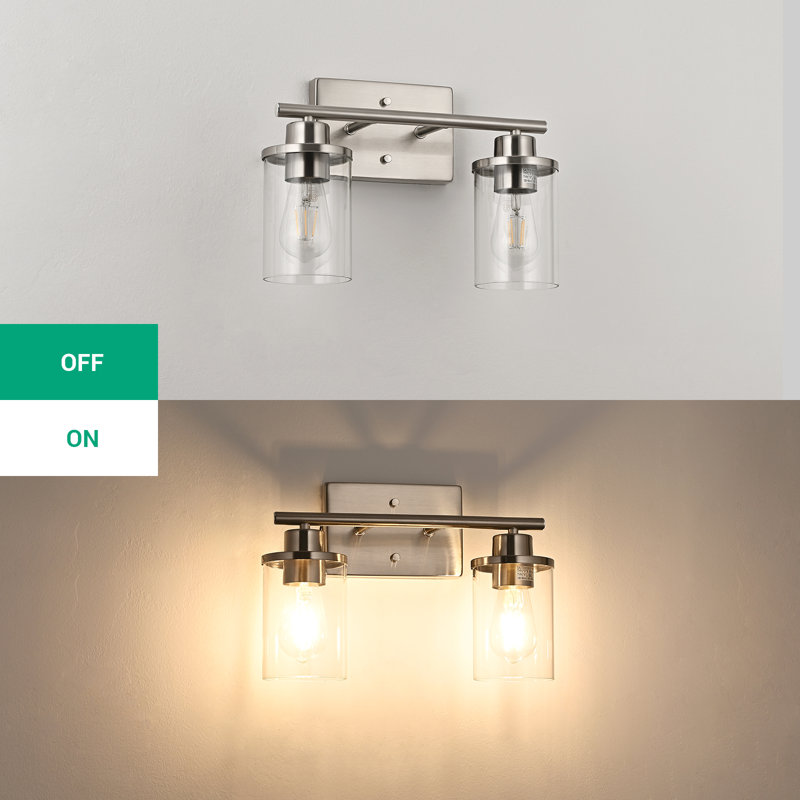 2 - Light Dimmable Vanity Light, Brushed Nickel