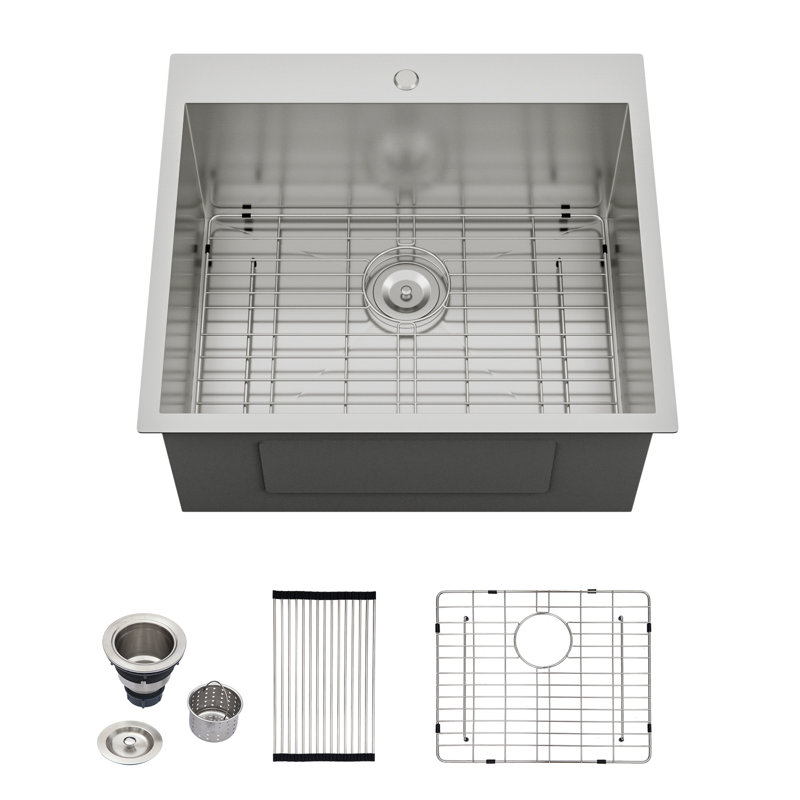 22'' L x 22" W Drop-In Laundry Utility Sink 12 Inch Deep Single Bowl Stainless Steel Kitchen Sink