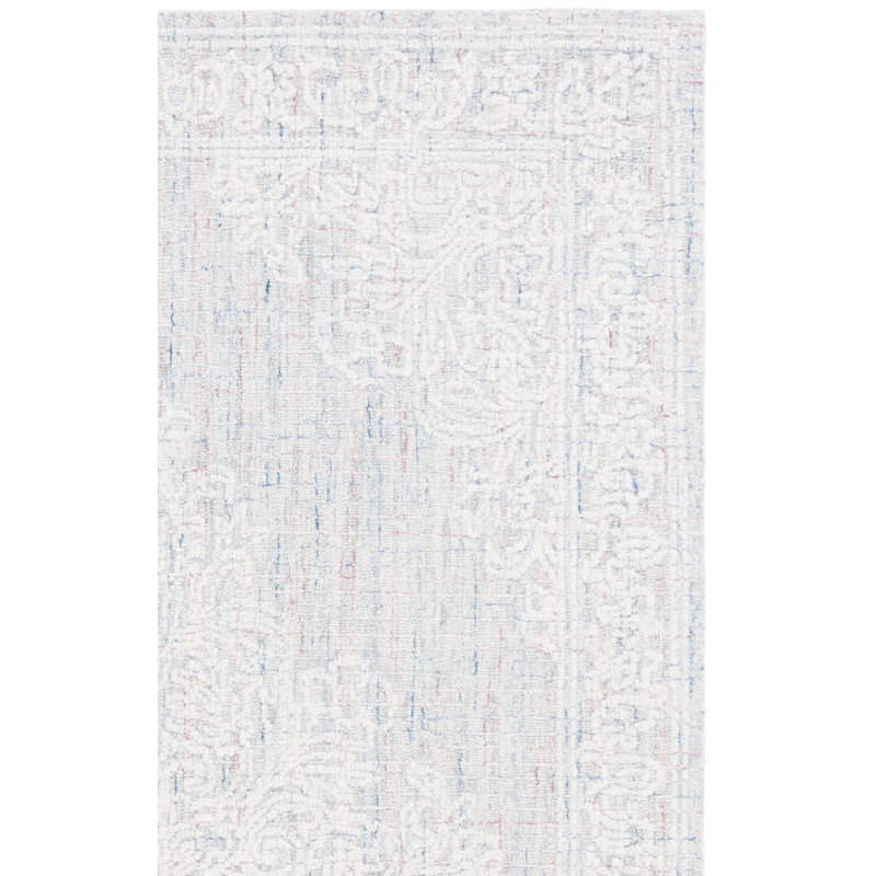 Hadees Hand Tufted Wool Cotton Pet Oriental Rug in Light Grey/Ivory, Square 6'